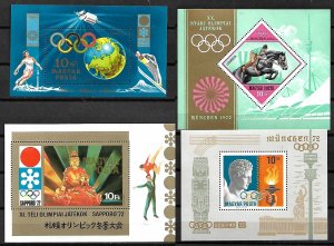 HUNGARY STAMPS 1972 OLYMPIC GAMES 4 SOUV. SHEETS MNH