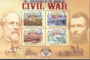 TUVALU AMERICAN CIVIL WAR BATTLE OF THE WILDERNESS SHEET MINT NEVER HINGED