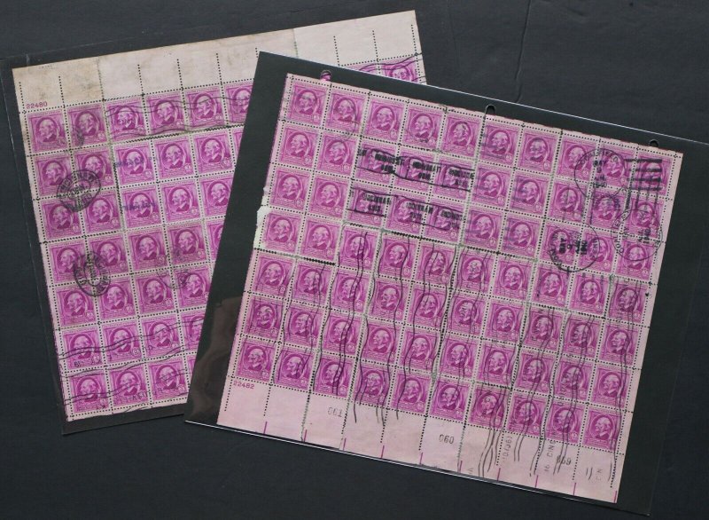 U.S. Used #861 3c Ralph W Emerson Reassembled Sheets of 70 (Lot of 2). Unique!