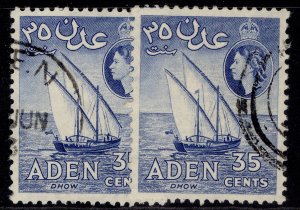 ADEN QEII SG56 + 57, 35c SHADE VARIETIES, FINE USED. Cat £10.