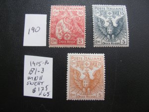 ITALY 1912 MNH SC B1-3 SET GUM SWEAT LOW VALUE VF $125 (190)