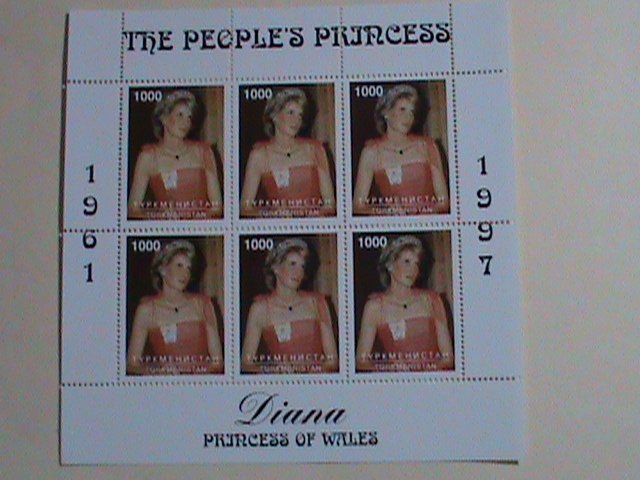 TURKMENISTAN  STAMP: 1997- PRINCE DIANA- WITH PINK DRESS -MINT NH MINI  SHEET