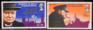 South Georgia 1974 SC# 39-40 Churchill MNH-OG E170