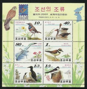 NORTH KOREA - 2001 - M/S - BIRDS - BRUSSEL HEIZEL - BELGICA - STAMP EXPO -