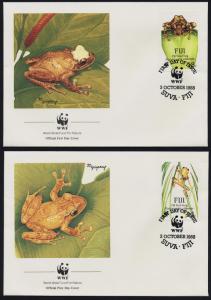 Fiji 591-4 on FDC's - WWF, Tree Frogs