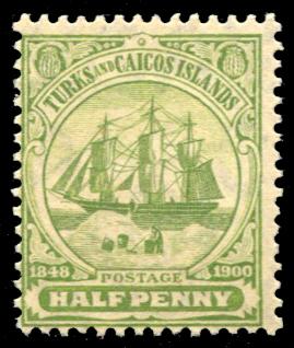 Turks and Caicos Is. 10, MNH, Ship wmk.multiple crown and CA