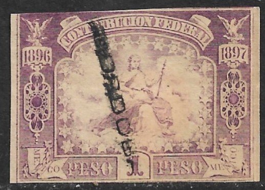 MEXICO REVENUES 1896-97 1p Contribucion Federal CORDOBA Control CF115 Used