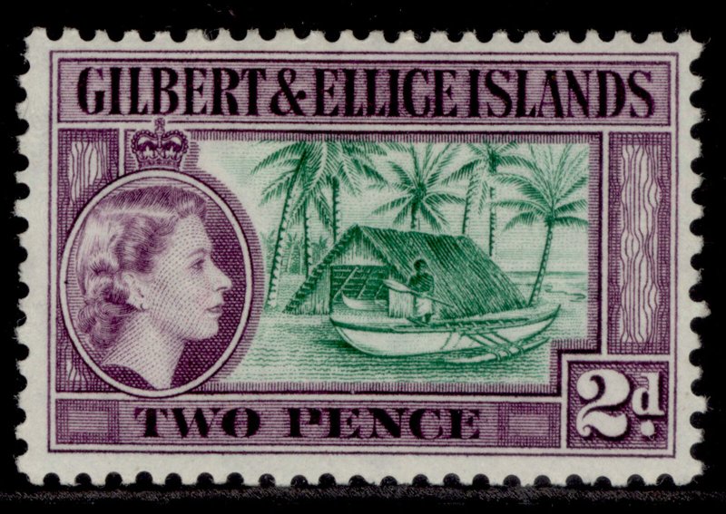 GILBERT AND ELLICE ISLANDS QEII SG66a, 2d bluish green & purple, M MINT. 