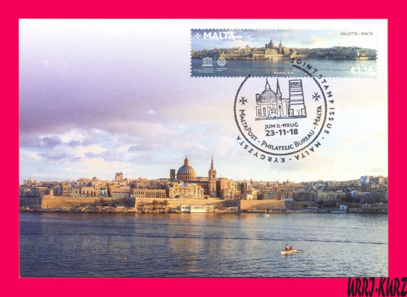 MALTA 2018 Joint Kyrgyzstan UNESCO Heritage View Valletta Maxicard Maximum Card