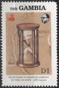 Gambia 790 (used, pencil mark) 1d 15th-cent. hourglass (1988)