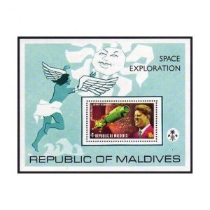 Maldives 479, MNH.Mi 478 Bl.20. Space explorations of US, USSR, 1974. Kennedy.