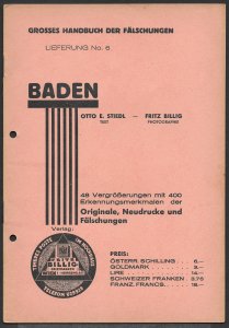 Doyle's_Stamps: Baden (German State) Stamps, Stiedl/Billig 1934