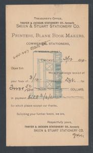 US Sc UX9 1891 Illustrated Advertising Card, Printers, Blank Book Makers, Chicag