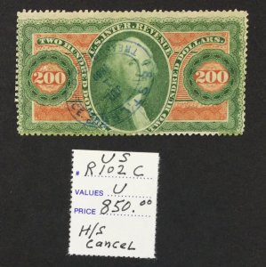 MOMEN: US STAMPS #R102c REVENUE USED $900 LOT #46604