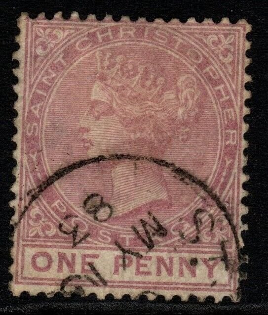 ST.CHRISTOPHER SG12 1882 1d DULL MAGENTA p14 USED