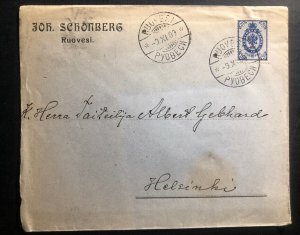 1909 Rouvesi Finland Russia Occupation Commercial Cover To Helsinki