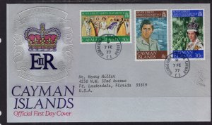 Cayman Islands 379-381 Queen Elizabeth II Silver Jubilee Typed FDC