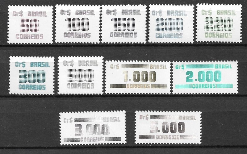 1985-6 Brazil #1985-95 complete Numeral set of 11 MNH