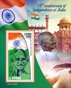 Sierra Leone - 2022 Independence of India - Stamp Souvenir Sheet - SRL220136b2