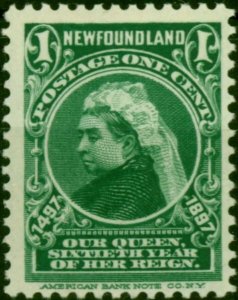 Newfoundland 1897 1c Green SG66 Fine & Fresh MM