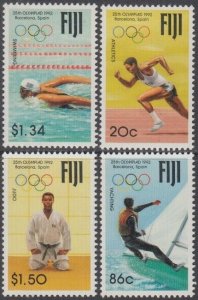 FIJI Sc# 665-8 COL MNH set of 4, 1992 SUMMER OLYMPIC GAMES in BARCELONA, SPAIN