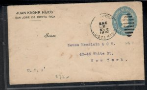 COSTA RICA COVER (P0508B) 1915 10C MAN PSEOVER SAN JOSE TO NEW YORK 