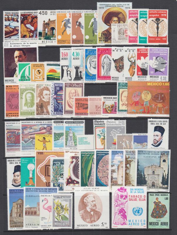 Mexico Sc C553/C636 MNH. 1978-80 Air Mail issues, 39 complete sets, VF 