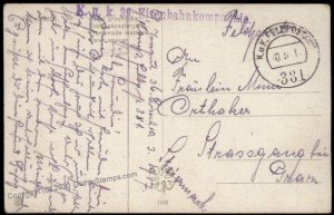 Austria WWI Railway Army Train 36 Eisenbahn Komp Feldpost G67325