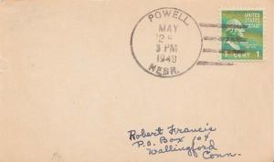 United States Nebraska Powell 1949 4f-bar  1921-1967  Postcard  Philatelic.