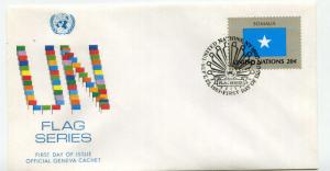 United Nations #411 20c Flag Series 1983, Somalia, Official Geneva Cachet, FDC