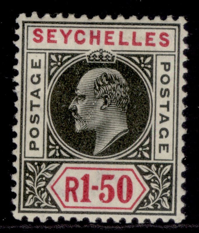 SEYCHELLES EDVII SG69, 1r 50 black & carmine, M MINT. Cat £60.