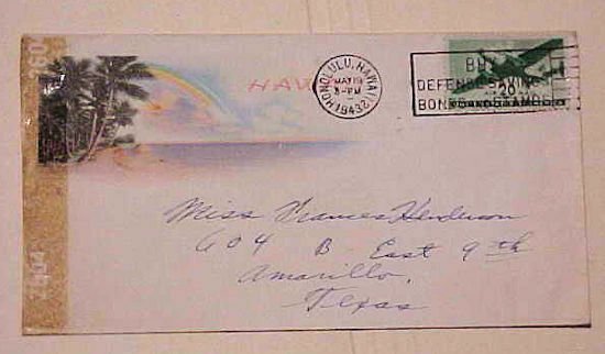 HAWAII  CENSORED COVER 1943 TO USA #2604