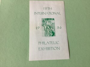 Liberia 1956 New York Int Philatelic  Exhibition  MM imperf Stained stamp A4555