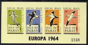 Pabay 1964 Europa (Birds) imperf sheetlet containing set ...