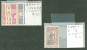 France #B86-B89A/B93  Single (Complete Set)