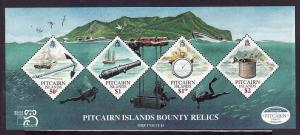 Pitcairn Is.-Sc#500-unused NH sheet-Ships-Bounty Relics-199