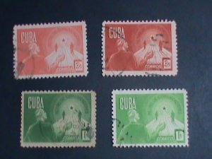 ​CUBA-1943 SC#381 RETIREMENT SECURITY- CUBA USED VERY OLD STAMP-VERY FINE