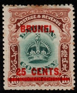 BRUNEI SG19 1906 25c on 16c GREEN & BROWN TONE SPOTS MTD MINT