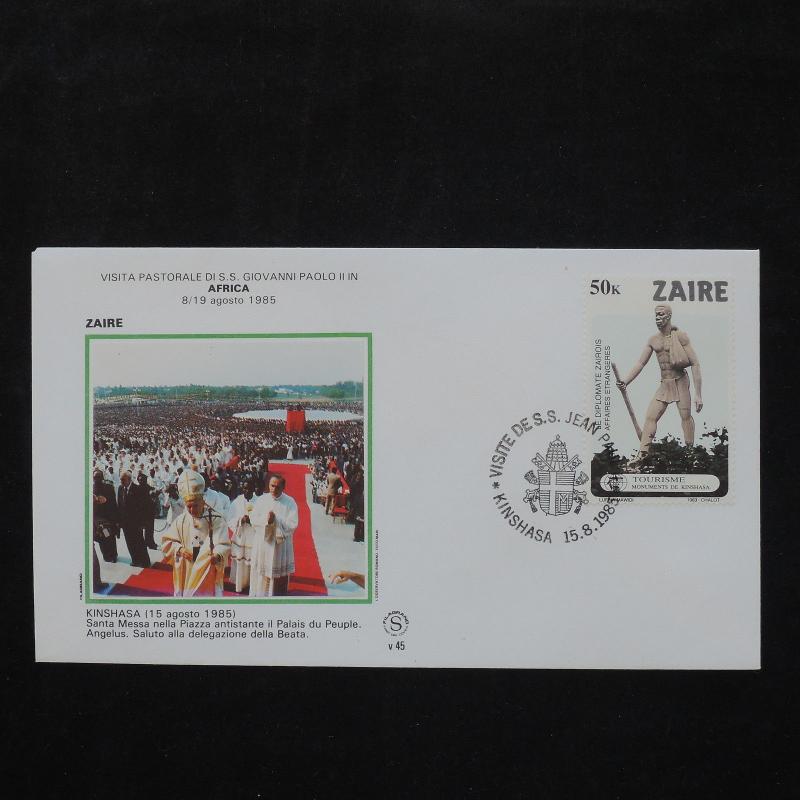 ZS-W118 ZAIRE - John Paul Ii, Visit To Kinshasa, Africa, 1985, Airmail Cover