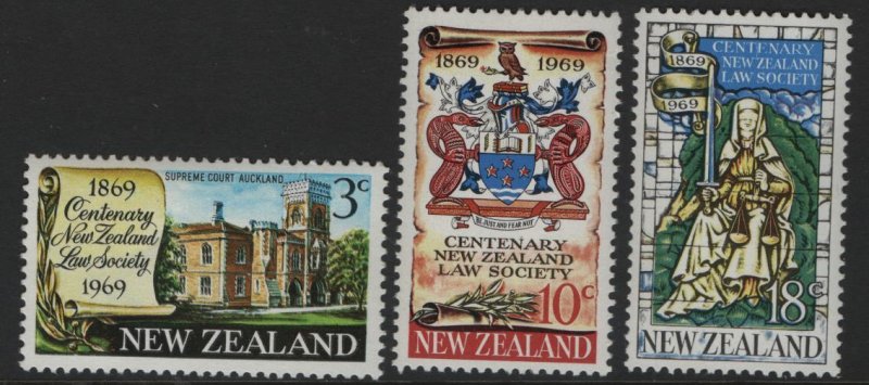 NEW ZEALAND, 422-424, (3) SET, MNH, 1969, LAW SOCIETY COAT OF ARMS