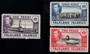 1938 Falkland Islands Scott 85a-87a King George VI Local Motives Set/3 MNH