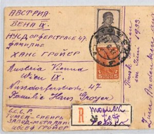 USSR RUSSIA Postcard TOMSK Registered AUSTRIA Vienna 1933 {samwells-covers}ZT154