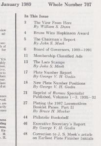 The United States Specialist:  Volume 60, No. 1 - January 1989