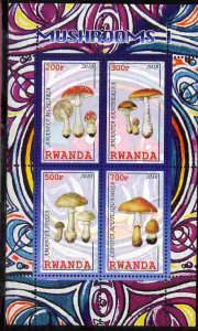 RWANDA - 2010 -  Mushrooms #1 - Perf 4v Sheet - MNH - Private Issue