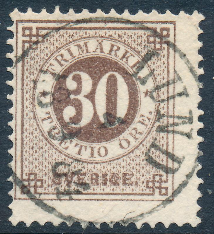 Sweden Scott 35/Facit 35i, 30ö brown Ringtyp p.13, F Used nice LUND cancel