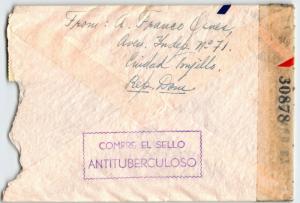 Dominican Republic 1944 Censor Cover to USA - Z13634