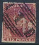 Barbados SG 11a SC# 8 Used  Deep Rose Red 4 thin margins see scans and details