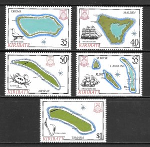 Kiribati Scott 475-79 Unused HROG - 1986 Maps Type Set - SCV $19.00