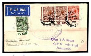 GB AUSTRALIA Air Mail Cover Hants INTERNAL FLIGHT Adelaide Freemantle 1929 Y73a