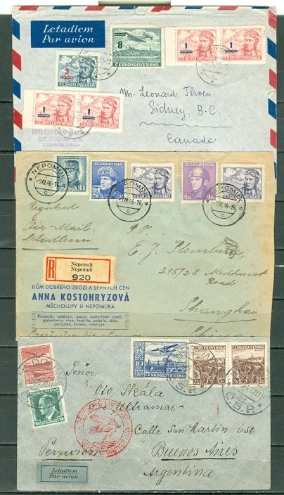 CZECHOSLOAVAKIA LOT of (3) EARLY COVERS incl. (2) REGISTERED